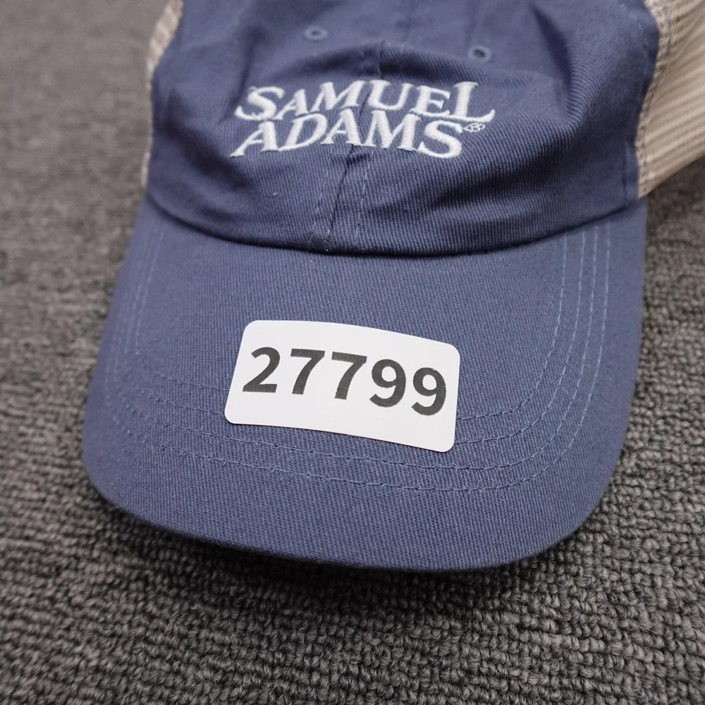 Samuel Adams Navy Tan Trucker Hat Mesh Snapback Cap Beer Logo Adult Adjustable